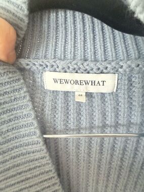WeWoreWhat Light Blue Ribbed Knit Cardigan